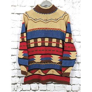 VTG LIZ CLAIBORNE Coastal Beaded South Western Alpine Colorblock Sweater Large